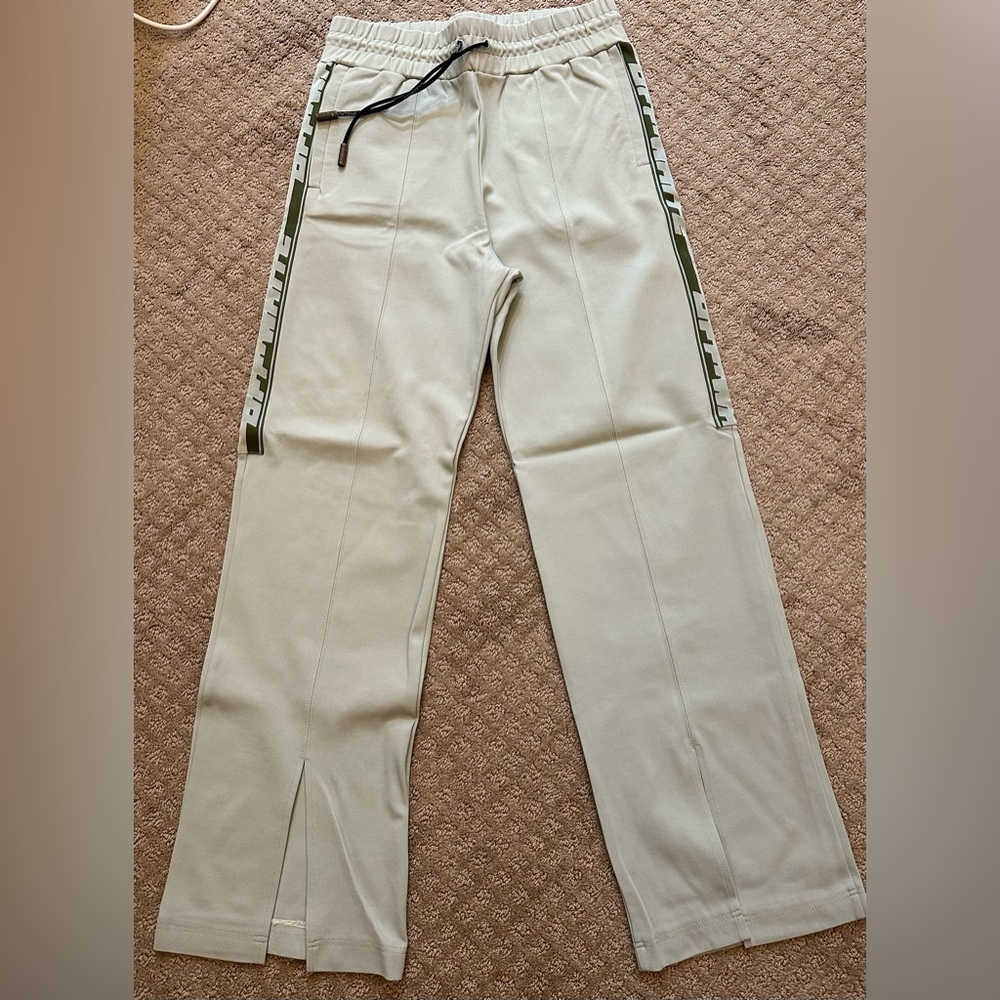 Off-White Brand Side Tape Logo Front Slit Track Pants Mint Green Small View 5